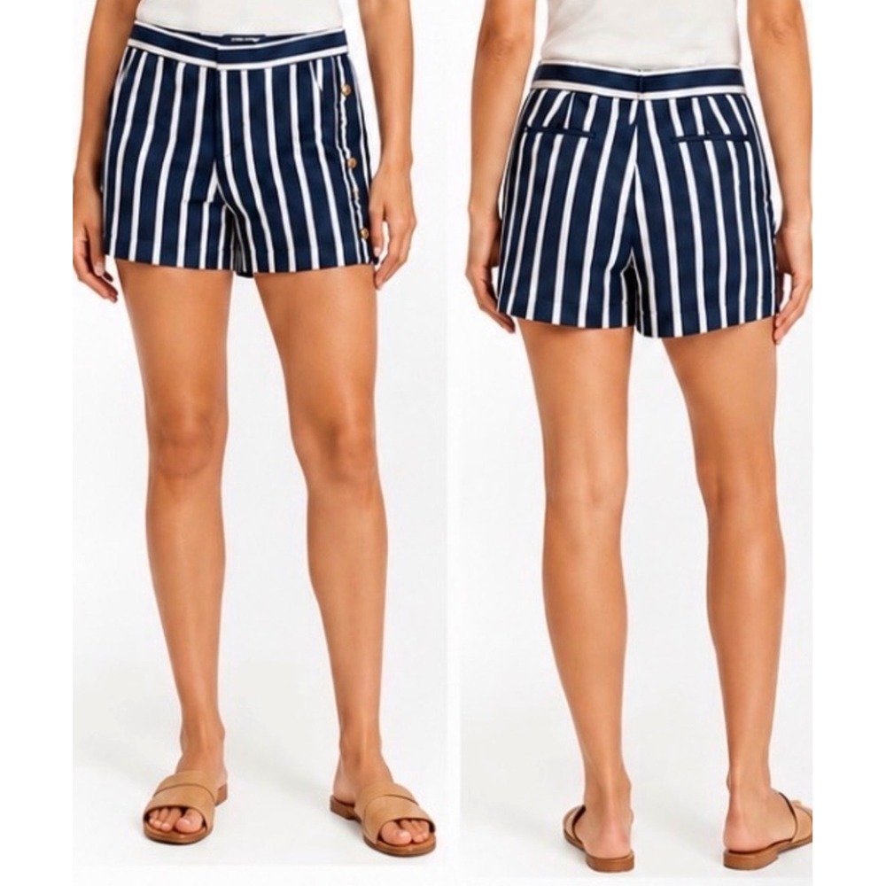 (B3) Banana Republic Navy White Striped Sailor Shorts Gold Buttons Size 6